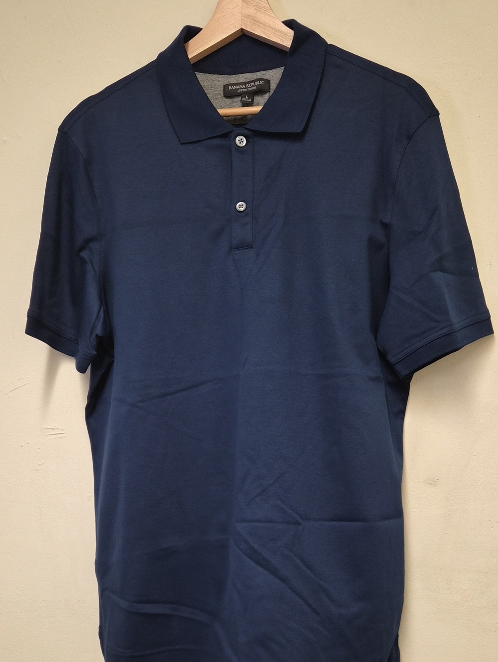 Banana Republic Men's Dark Navy Short-Sleeve Polo Size L